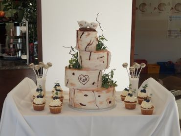 Birkenoptik Hochzeitstorte Cupcakes Cake Pops